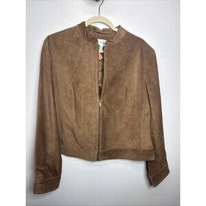 (C1) Rena Rowan suede leather jacket, women's size 16,long sleeves,full zip(NWT)